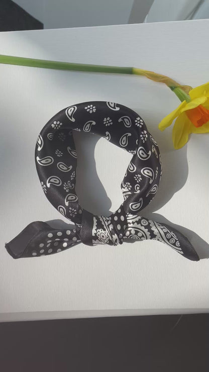 100% Mulberry Silk Scarf-Small Square Multicolor Silk Scarf, lightweight Luxury Neck Hair Scarf - The Paisleys