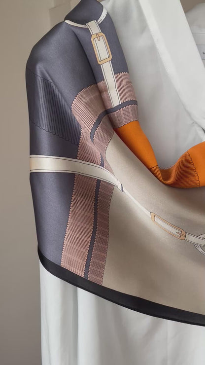 100% Pure Silk Multicolour long Silk Scarf / Headscarf-The Orange