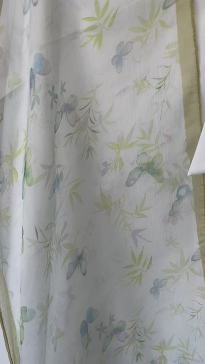 100% Pure Silk Multicolour long Silk Scarf / Headscarf-The Butterfly