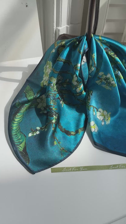 100% Pure Silk Multicolor 20" Silk Square Scarf -The Flowers