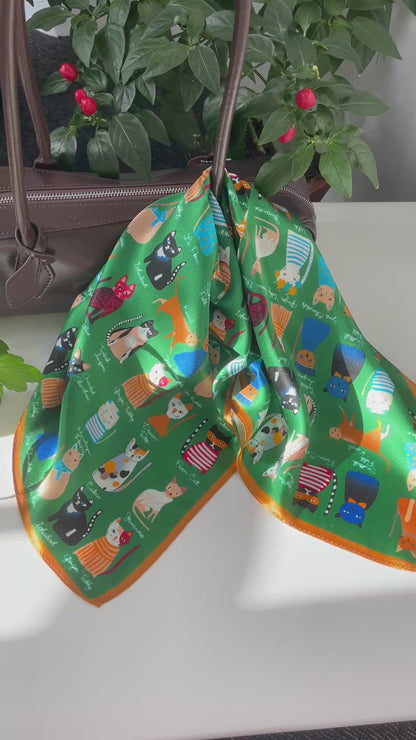 20" 100% Pure Mulberry Silk Square Scarf – The Cats