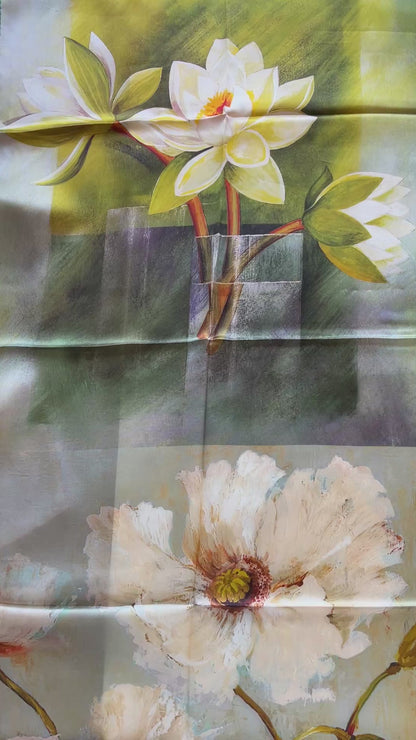 100% Pure Mulberry Silk Multicolour Handmade Large Silk Scarf 43"- The Paintings