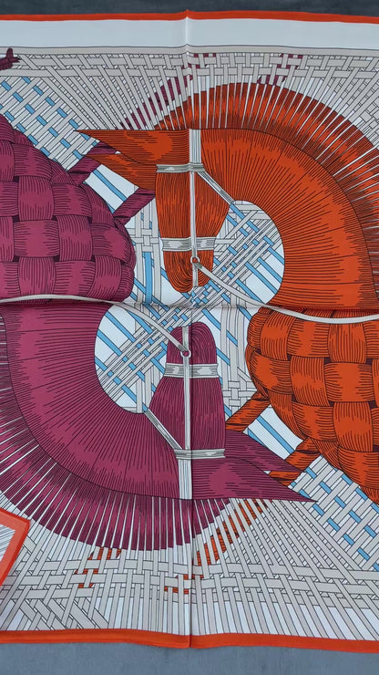 100% Pure Silk Multicolour Large Silk Scarf / Headscarf-The Horses - 26”Silk Scarf / Headscarf