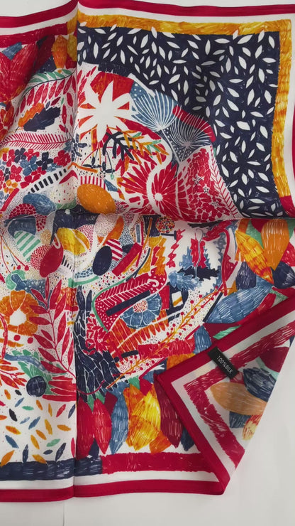 100% Pure Silk Multicolour Small Silk Scarf -The Painting-21” Silk Scarf
