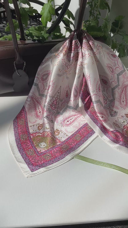 100% Pure Silk Multicolor 20" Silk Square Scarf -The Paisleys