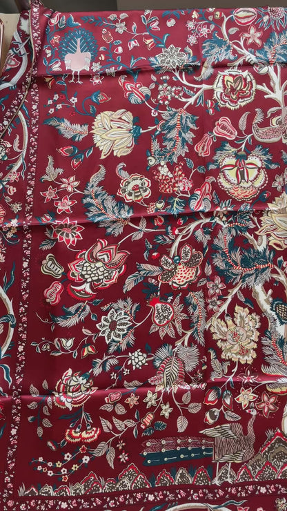 100% Pure Mulberry Silk Multicolour Handmade Large Silk Scarf 43"- The Life Tree III