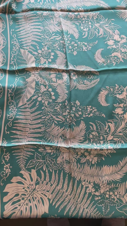 100% Pure Mulberry Silk Multicolour Handmade Large Silk Scarf 43"- The Blue Garden