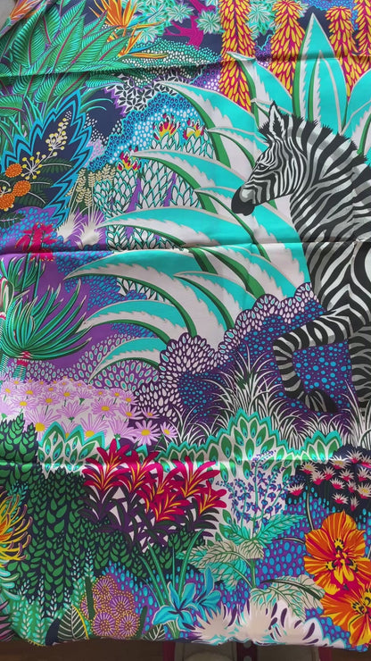 100% Pure Mulberry Silk Multicolour Handmade Large Silk Scarf 43"- The Zebra