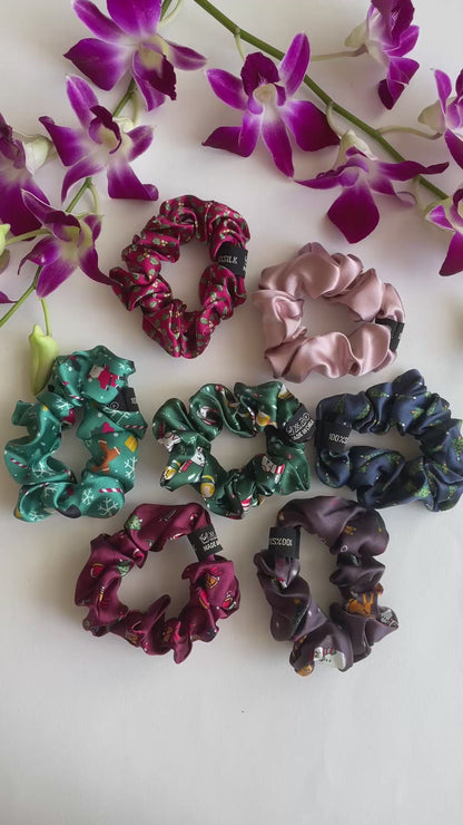 100% Pure Mulberry Silk Small Elastic Hair Scrunchie - Pure Silk Hair Scrunchie/hair Accessory-The Christmas